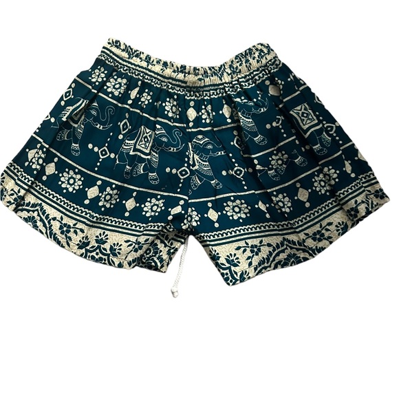 Elephant Print Shorts - XS/S - Teal - Picture 2 of 2